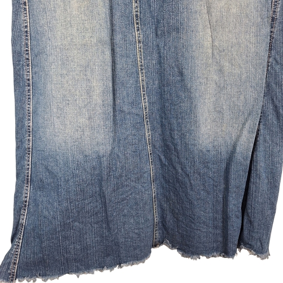 Vintage Levis Light Blue Wash Flare Denim Skirt Pockets Denim Maxi Skirt 11 - Picture 3 of 9